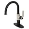 Kingston Brass KSD2236KL Single-Handle Bathroom Faucet with Push Pop-Up, Matte Black/Polished Nickel KSD2236KL - alternate 1